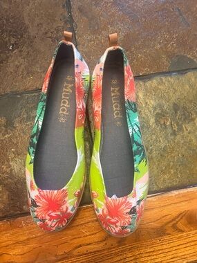 Mudd Floral Canvas Flats in Green, Pink, Coral